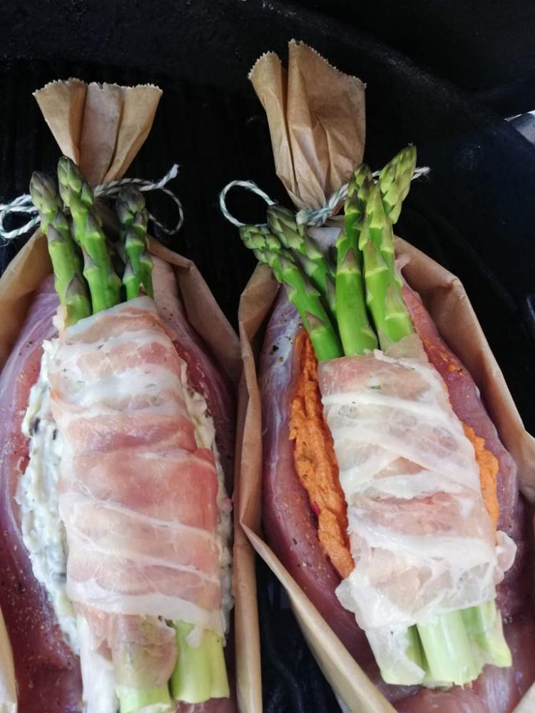 Gefülltes Schweinefilet mit Grünen Spargel
